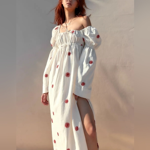NWOT Free People Emory Embroidered Midi Dress $168  Small - Picture 1 of 9
